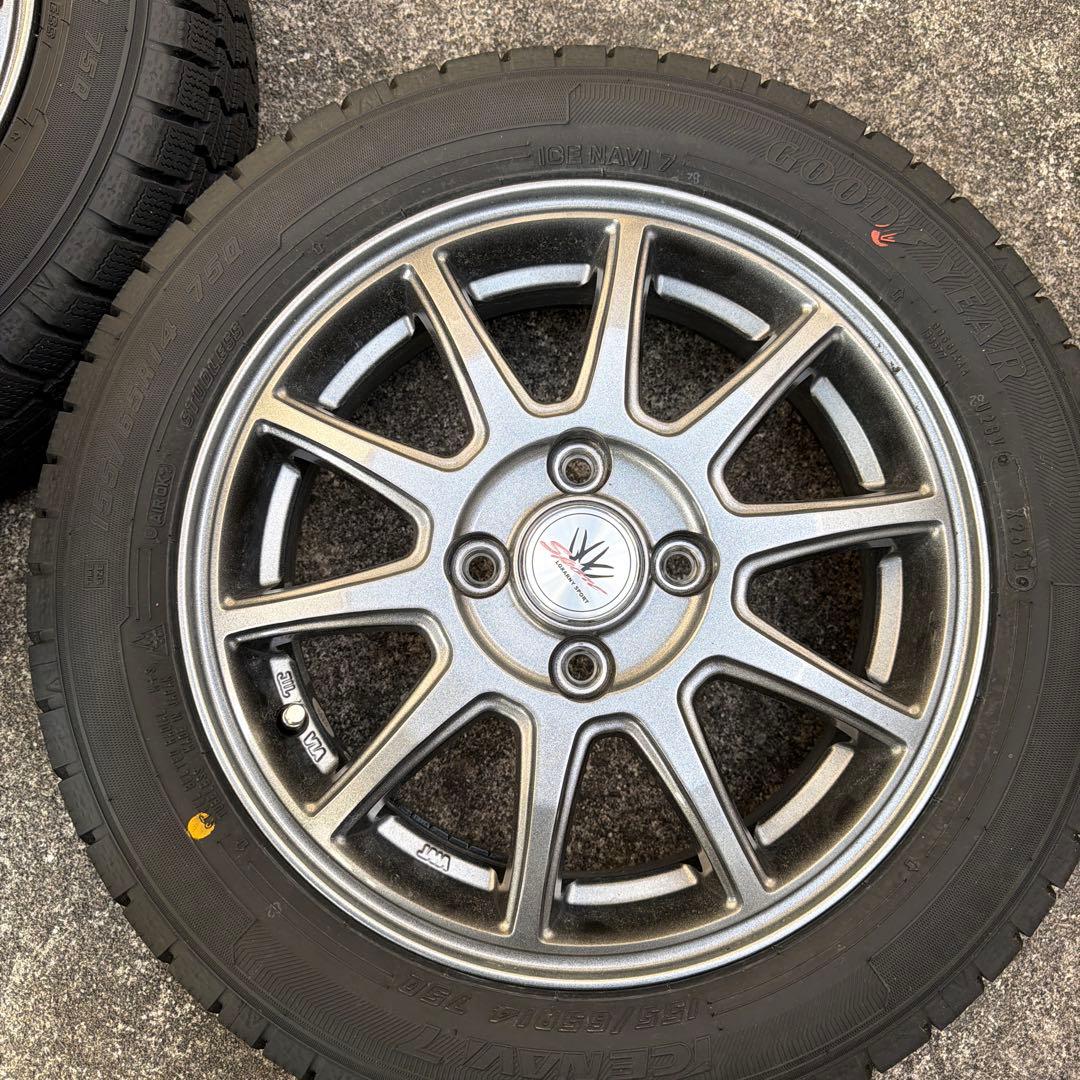 155/80R14 スタッドレスタイヤ 5スポークホイール　グッドイヤー
