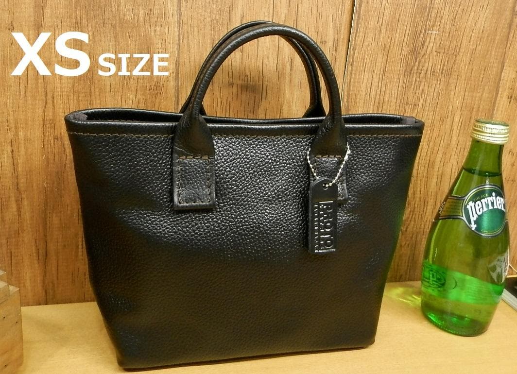 ☆XSサイズ☆定番☆黒シュリンクレザーのミニトートバッグ姫路ハンドメイド本革