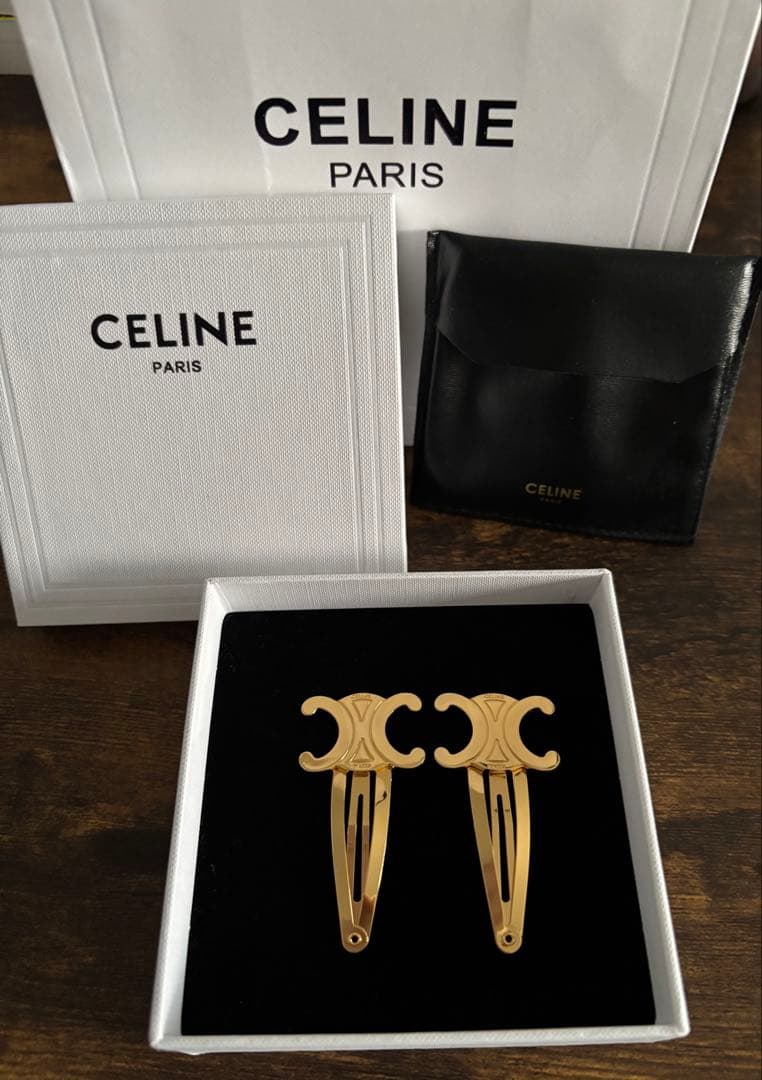 【美品】CELINE セリーヌ　トリオンフ　ヘアピン クリップ