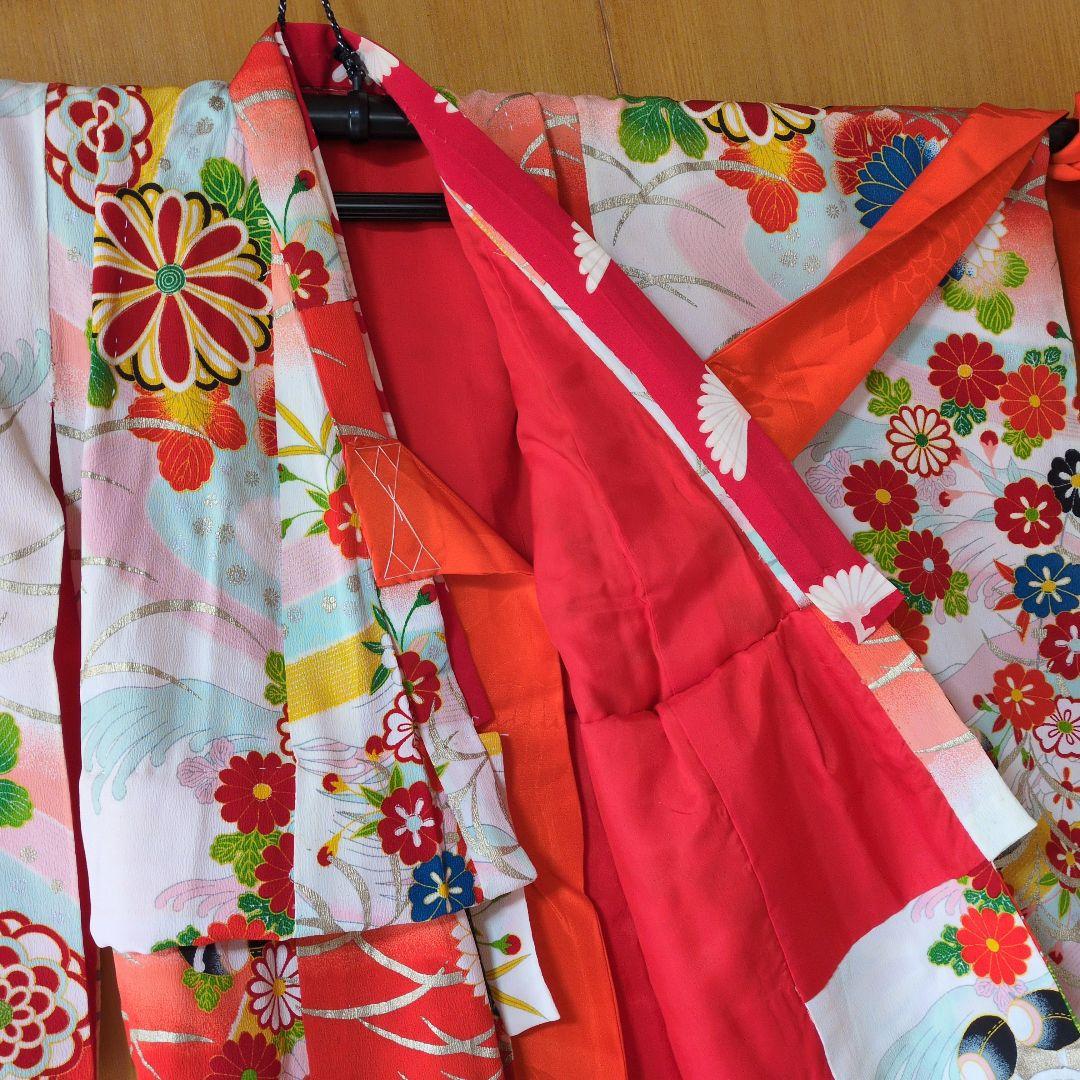 七五三３歳女の子お着物と正絹総絞り手縫いの被布（中綿無し）