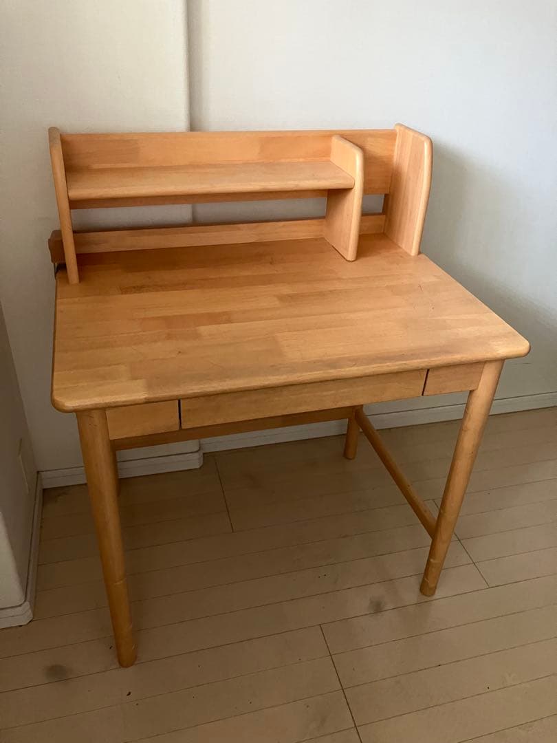 ナチュラルウッドデスク 上棚付き