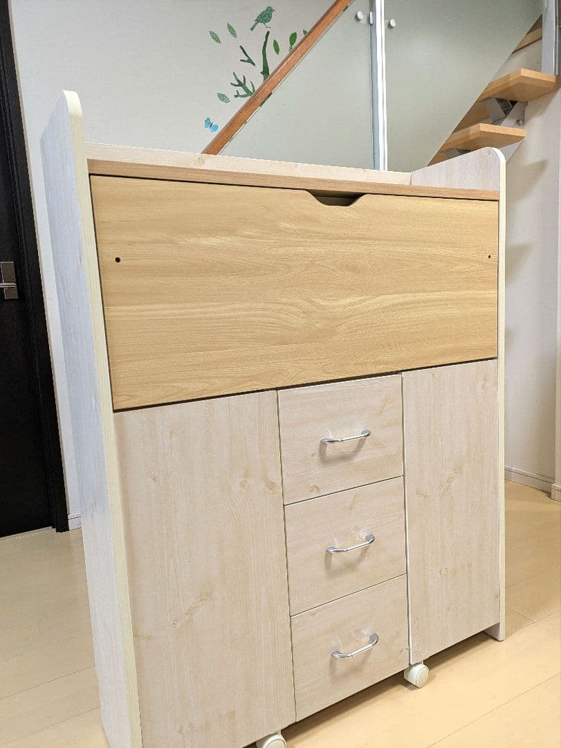 学習机 勉強机 デスク コンパクト 収納 折りたたみ　FJ-010-IR ②