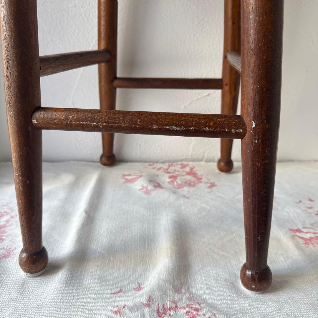 【お値下げ】アンティーク布張りスツール　アンティークスツール　古道具　フランス