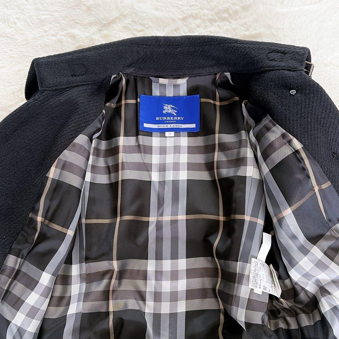 クリーニングタグ付き✨【バーバリーブルーレーベル】アンゴラウールコート 40 黒