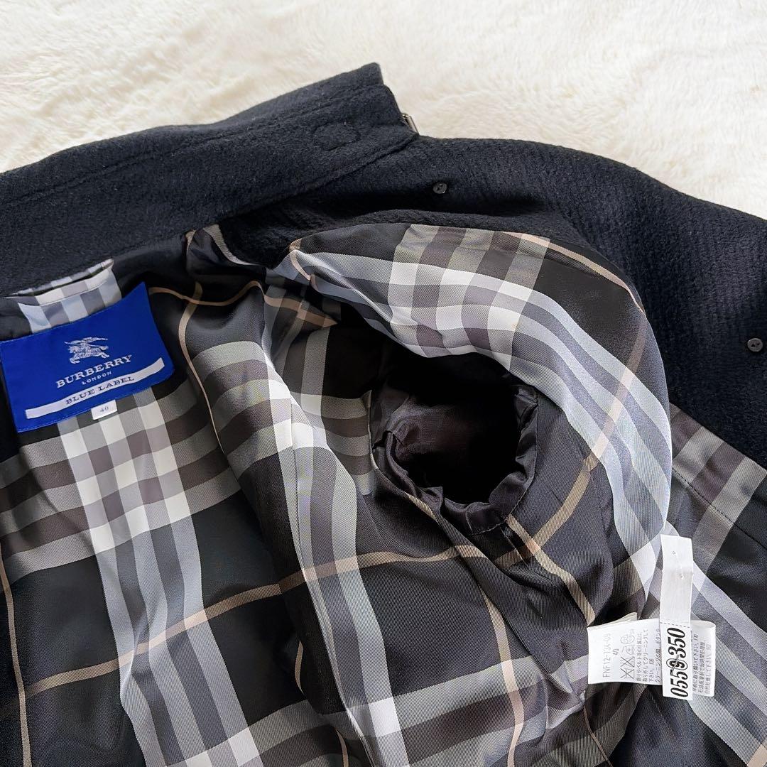 クリーニングタグ付き✨【バーバリーブルーレーベル】アンゴラウールコート 40 黒