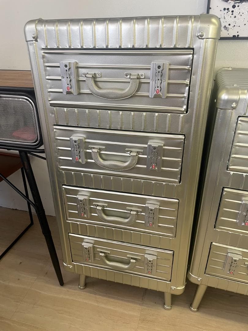 男前インテリア　4段チェスト　棚　インダストリアル　収納　引出し　スチール　鉄