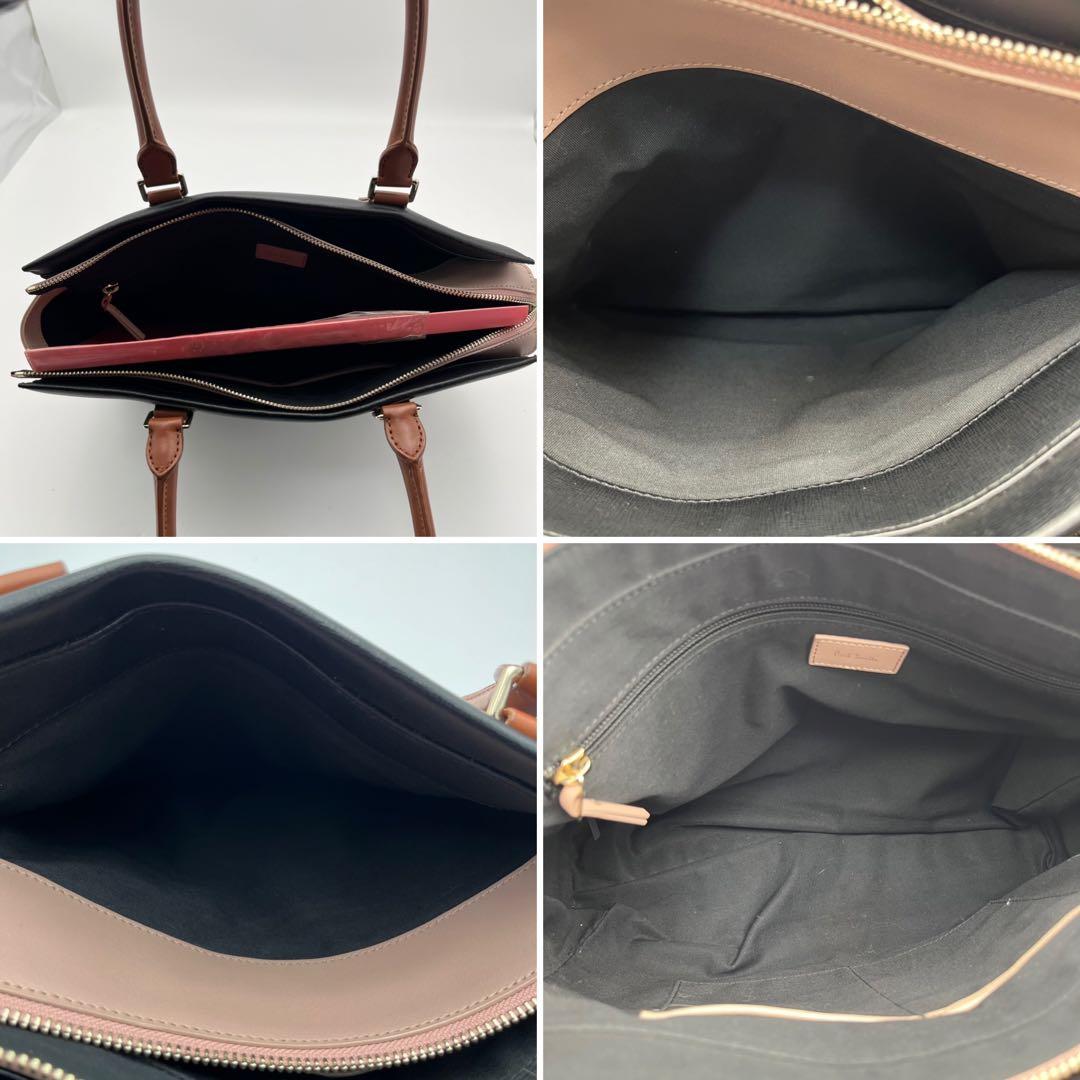 極美 ポールスミス カラーブロック レザー トートバッグ 肩掛け可 バイカラー