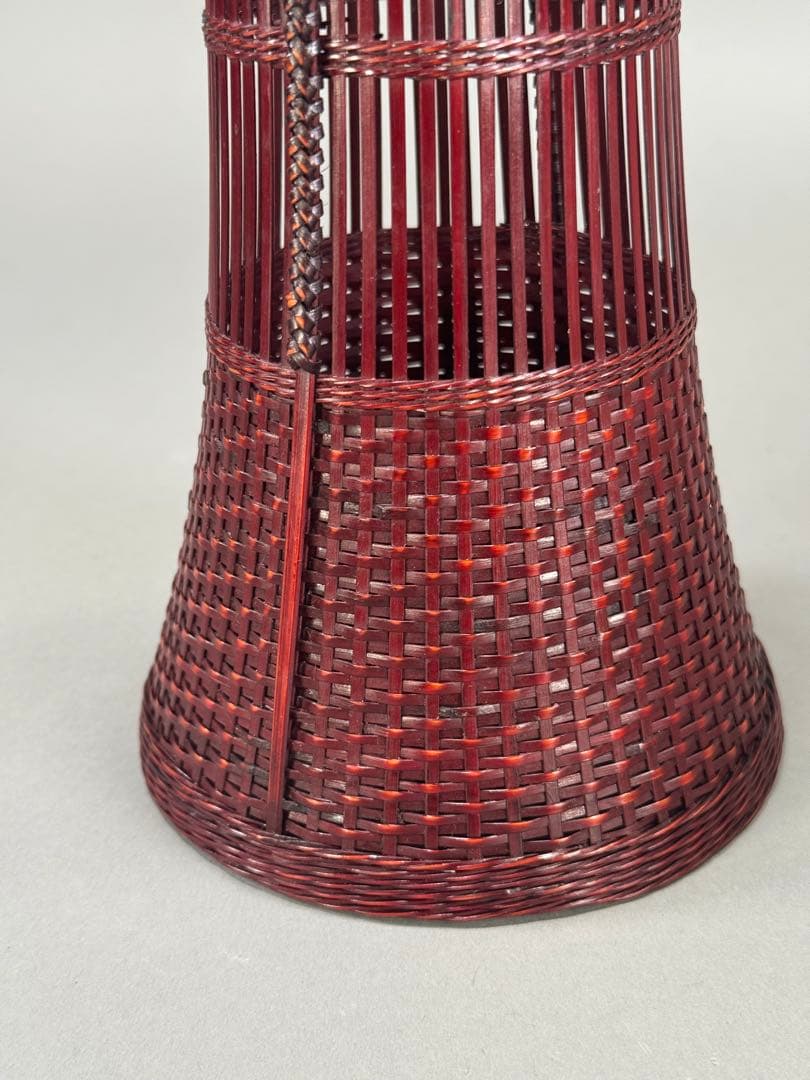 竹籠　渡辺竹清作　いけばな　茶花　花入　小原流　竹細工　竹編手付　花器　華道具