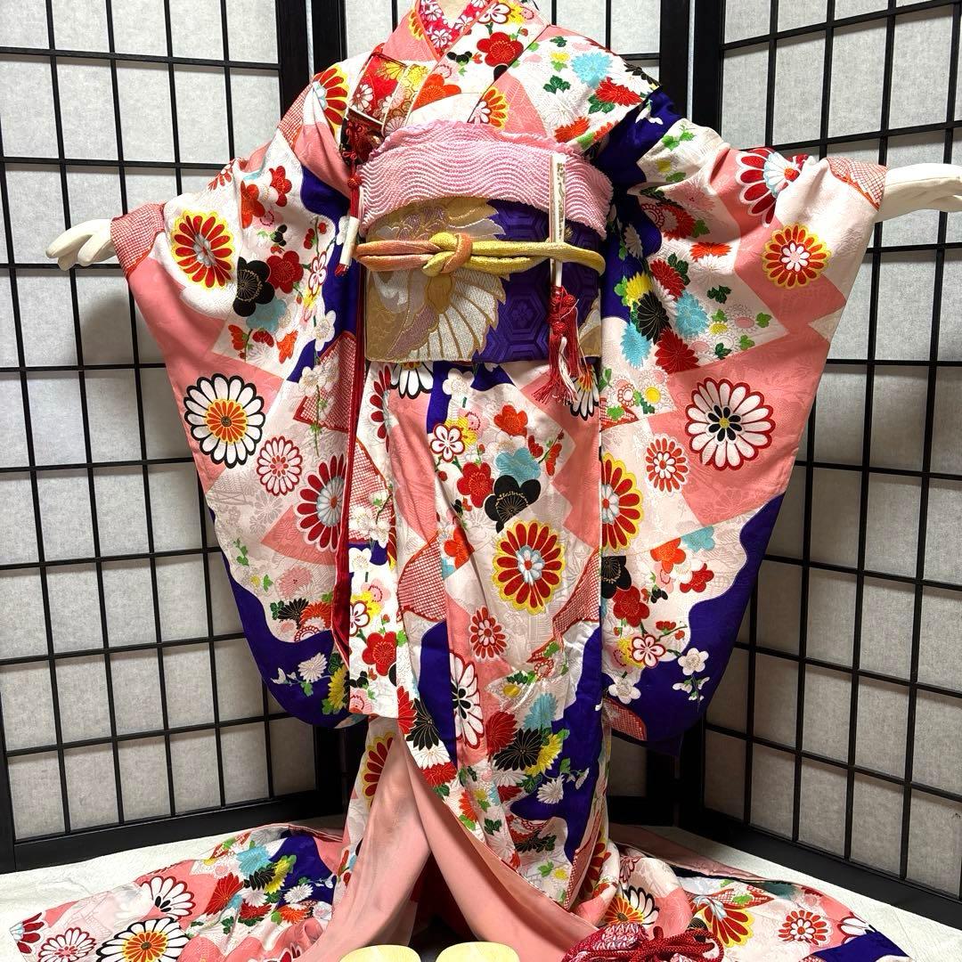 七五三　着物セット　7歳　アンティーク　だらり帯　ぽっくり　舞妓スタイル