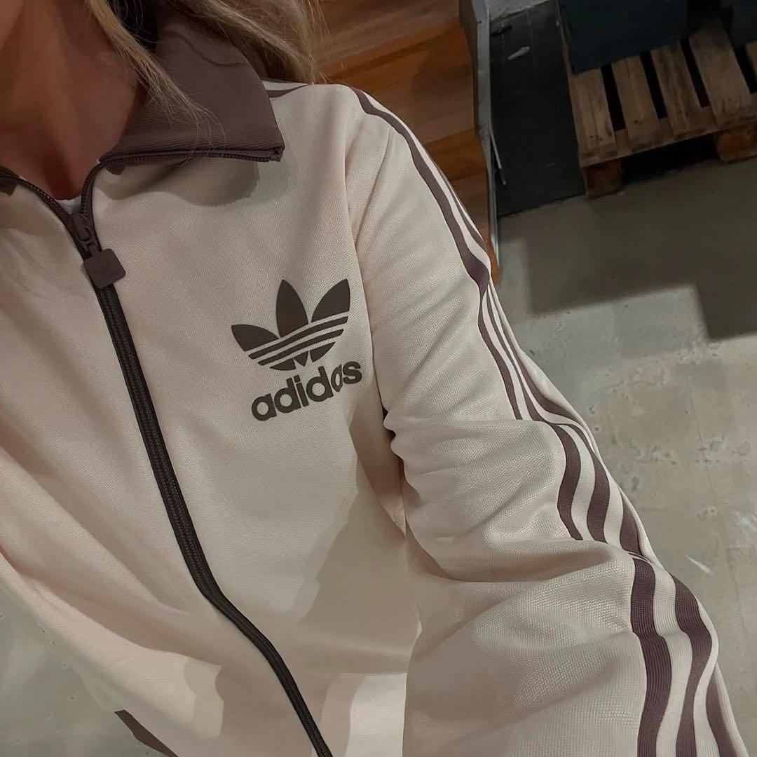 新品⭐️女性L 80s復刻adidasトラックジャケット ベージュ×モカブラウン