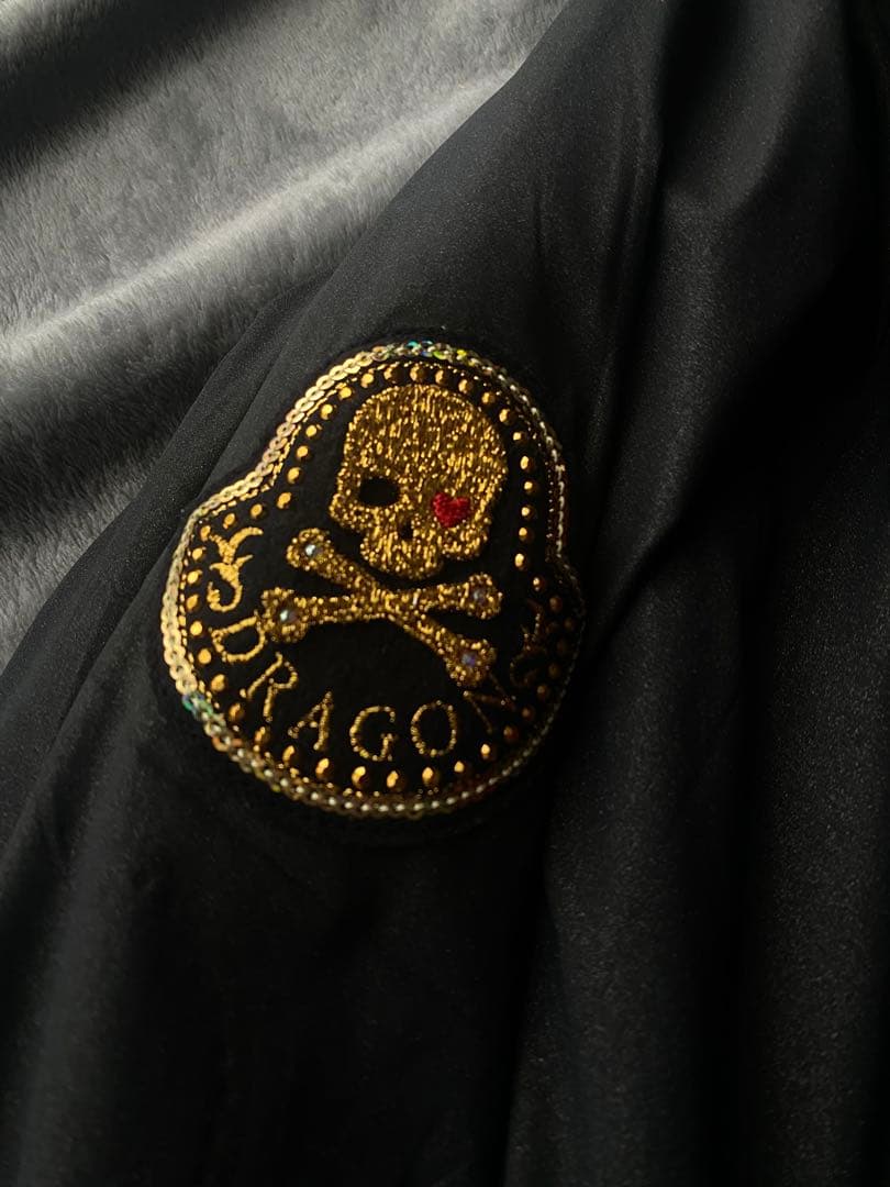 ダンスウィズドラゴン ゴルフウェア プルオーバーゴールド×ブラック　スカル