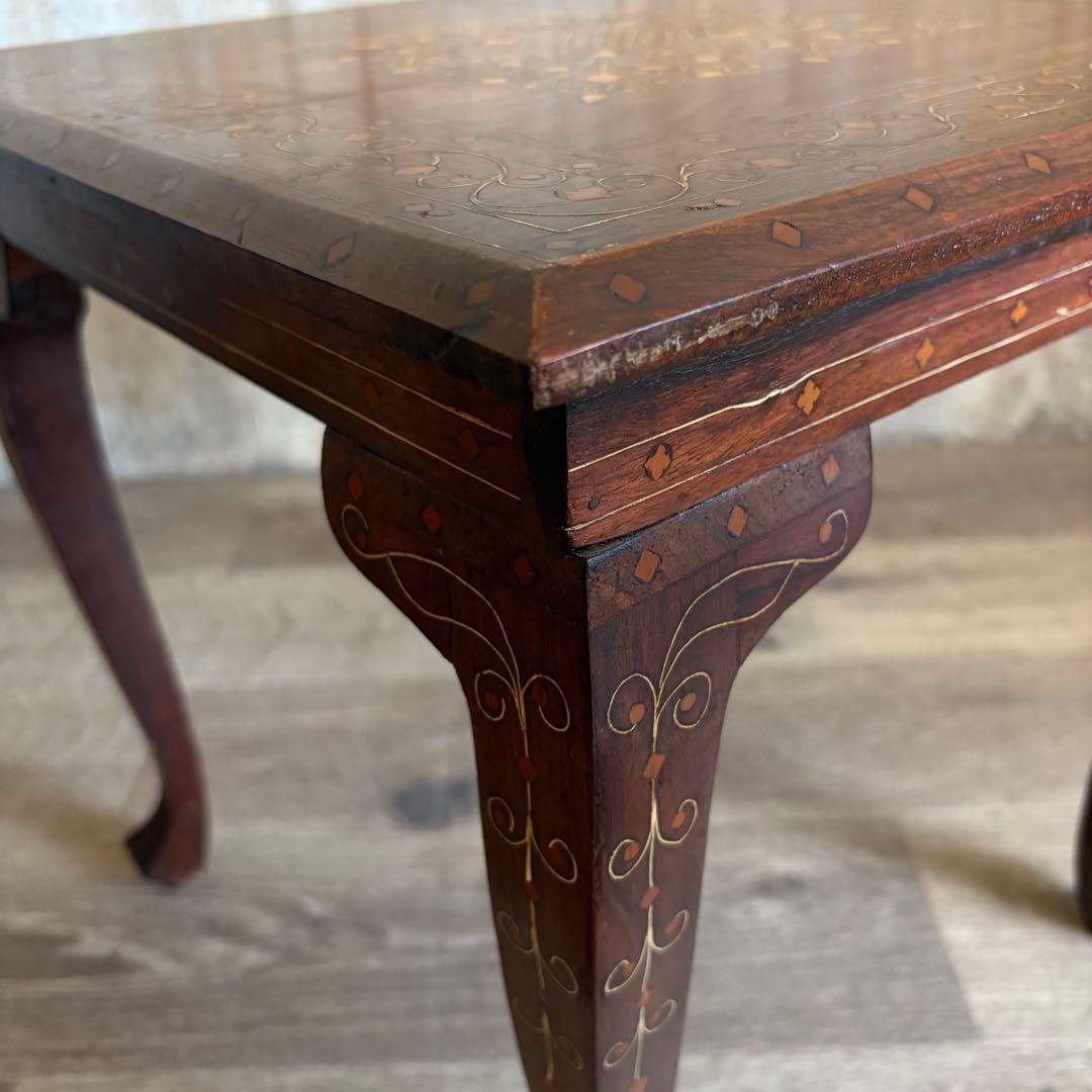 木象嵌　スクエア　サイドテーブル　ヴィンテージ