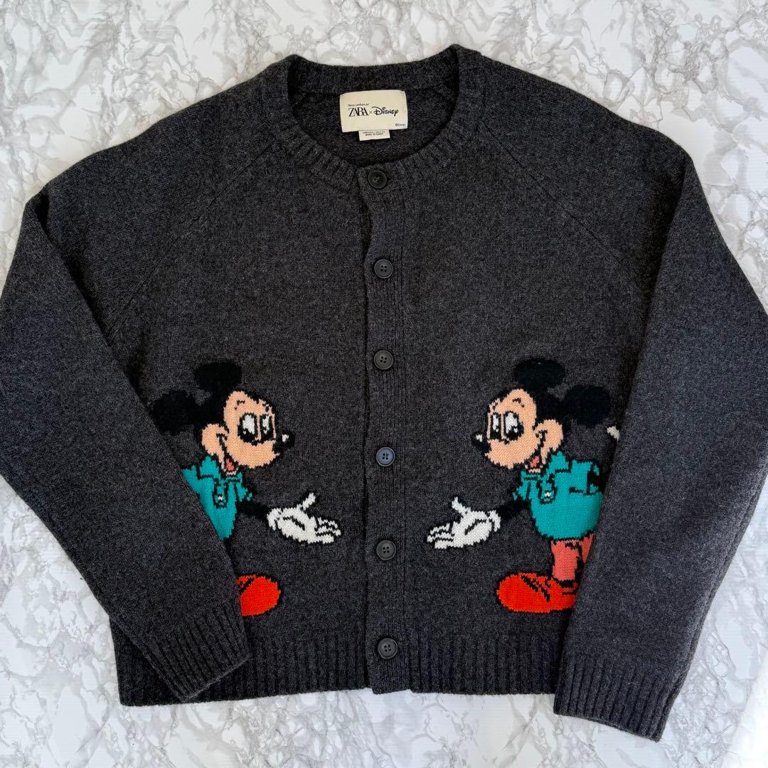 ミッキーマウス カーディガン ダークグレー　Lサイズ