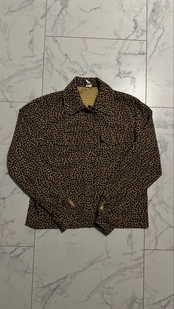 ヴィンテージ シャツ 80s〜90s ヒョウ柄 usa製 短丈