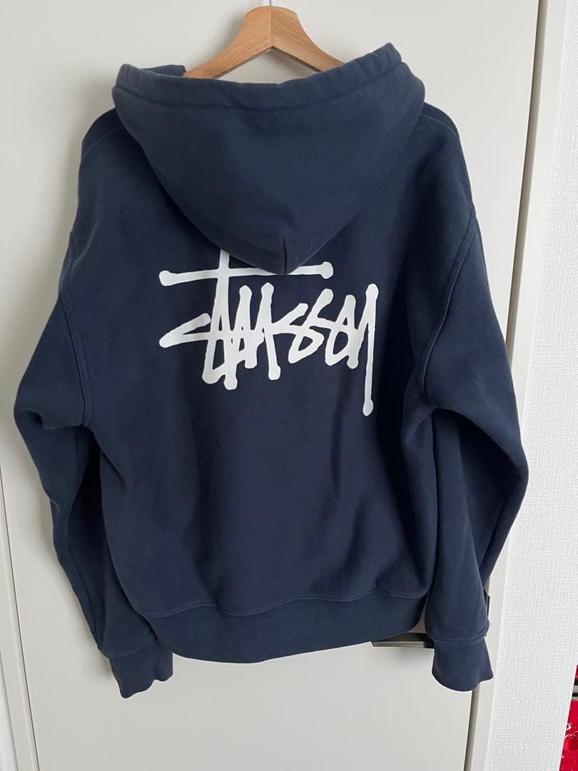 Stussy ネイビー ジップアップパーカー M