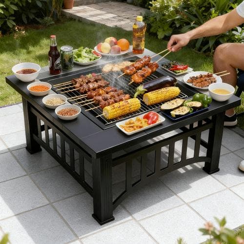 超人気！屋外 BBQコンロ ファイヤーピット 焚き火台 Black