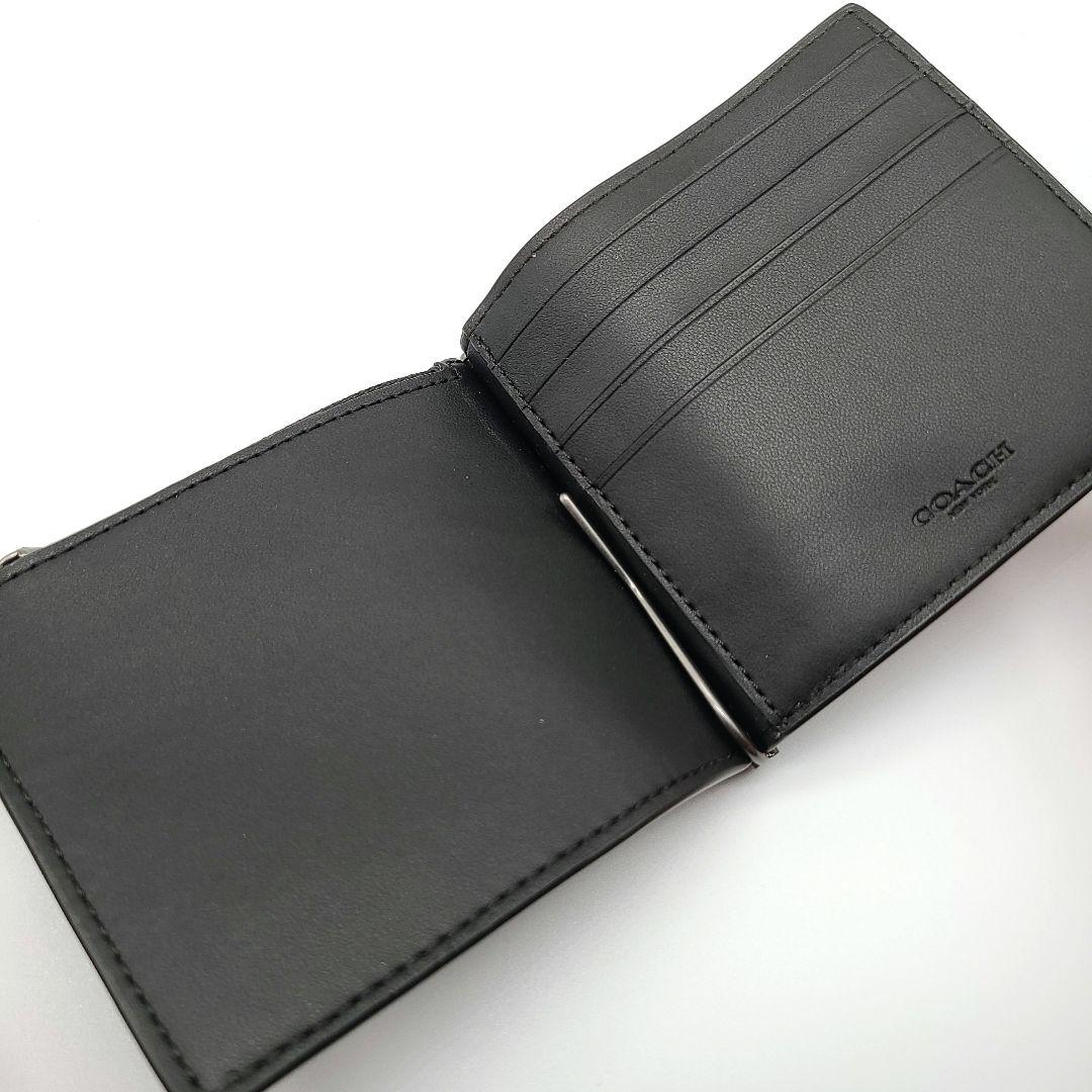 COACH マネークリップ 新品 チャコール ブラック レザー 最新作 メンズ