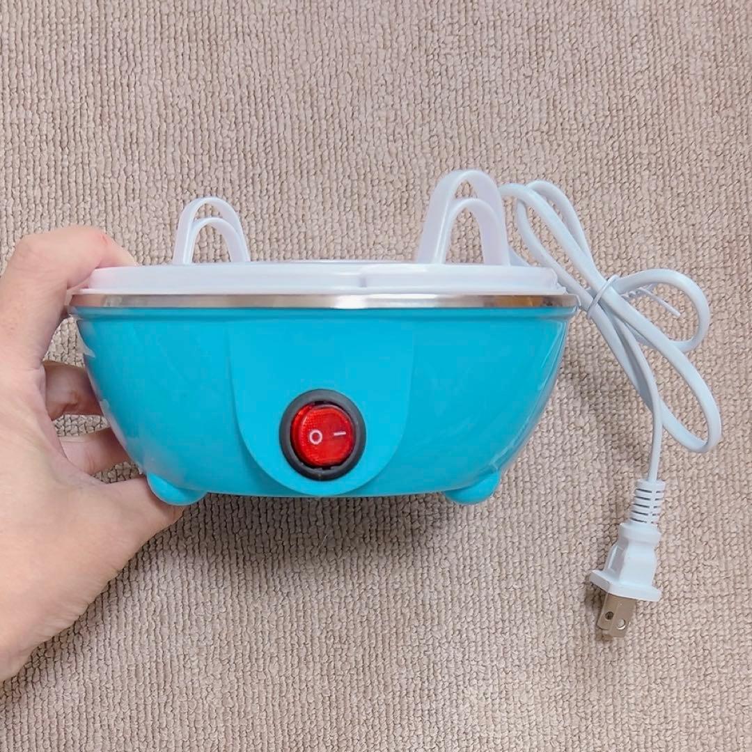 ☯️ ゆで卵メーカー コンセント式 ブルー 7卵 調理家電 蒸し料理 さつまいも