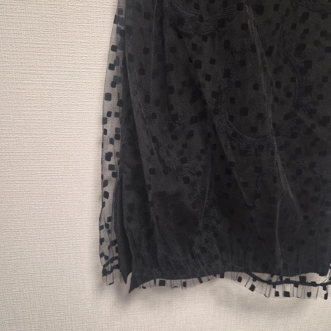 AD2024 tao 綿クロス×ナイロンチュールスカート