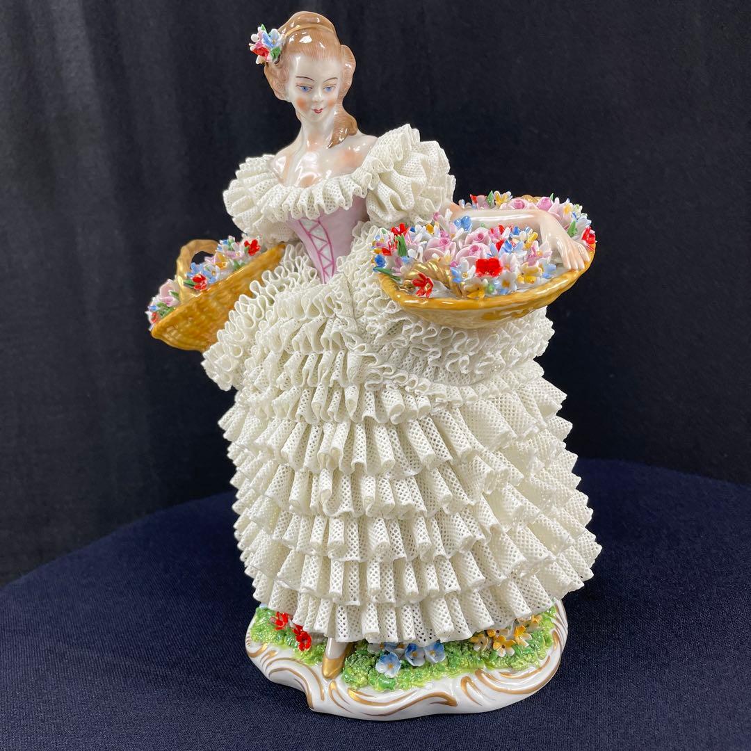 sitzendorfer/ジッツェンドルファ、フィギュリン、大きな花かご、陶磁器