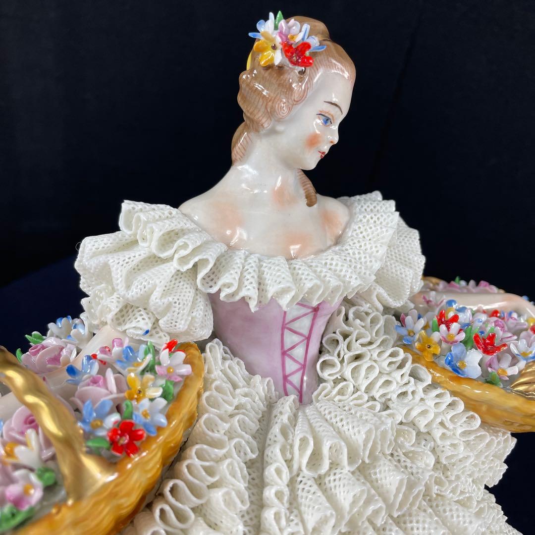 sitzendorfer/ジッツェンドルファ、フィギュリン、大きな花かご、陶磁器