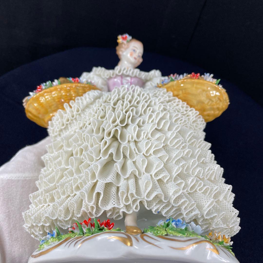 sitzendorfer/ジッツェンドルファ、フィギュリン、大きな花かご、陶磁器