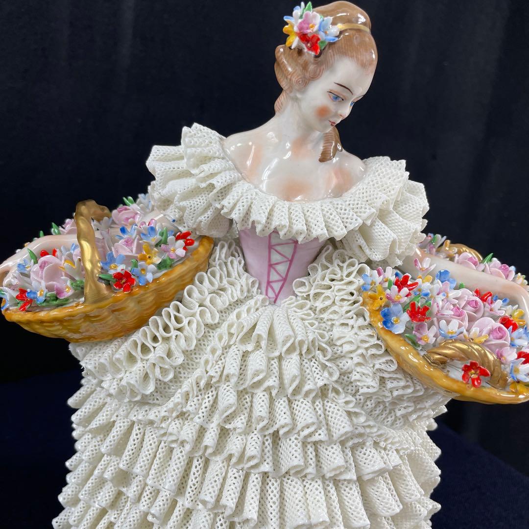 sitzendorfer/ジッツェンドルファ、フィギュリン、大きな花かご、陶磁器