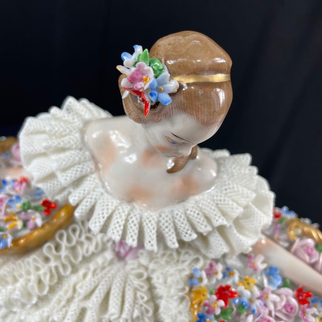 sitzendorfer/ジッツェンドルファ、フィギュリン、大きな花かご、陶磁器