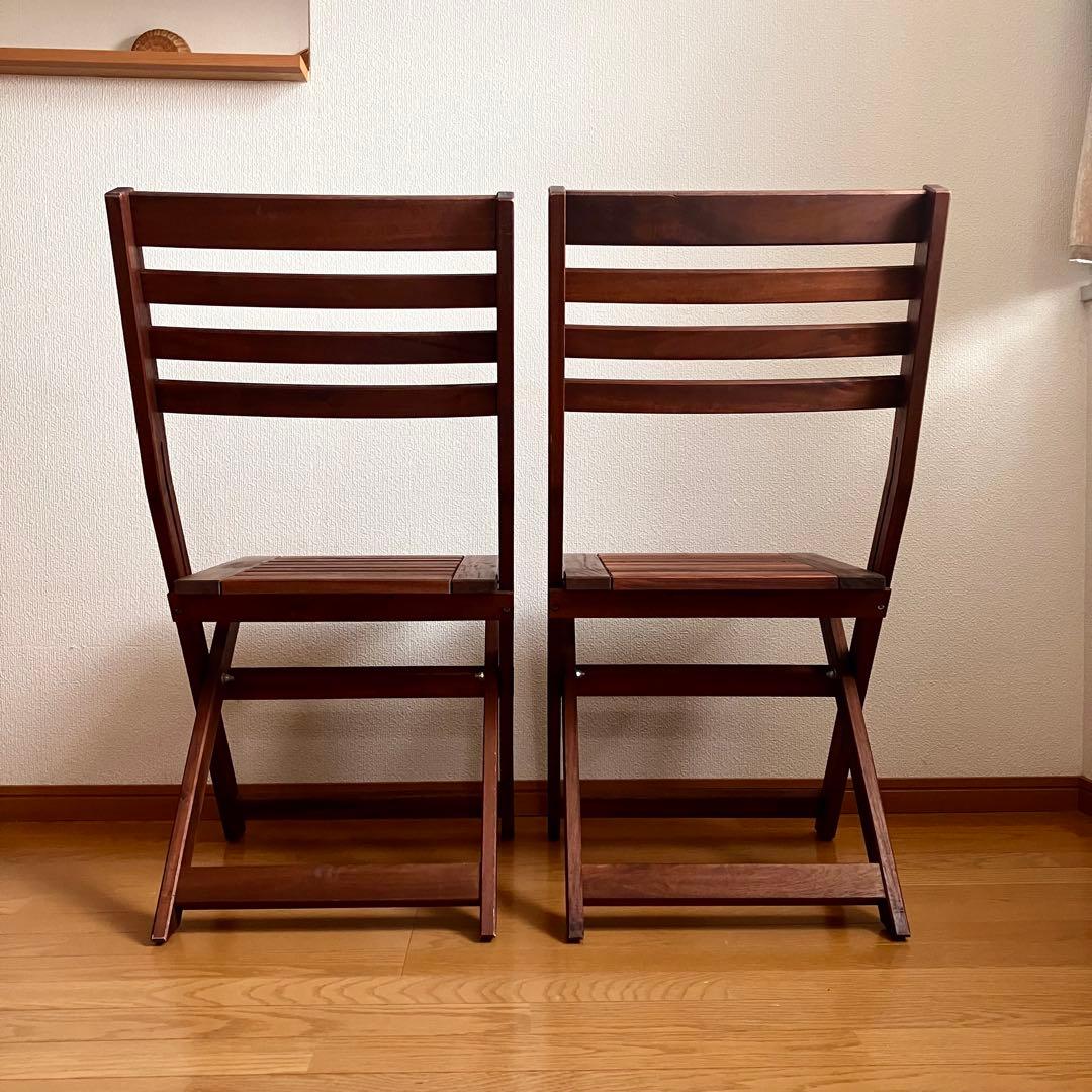 木製 折りたたみ椅子 2脚セット ブラウン