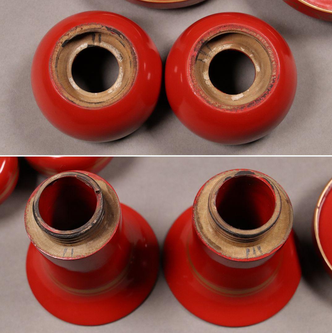 M422 時代漆芸 花唐草金蒔絵朱塗茶臺一対 九谷木米赤絵茶器 木箱 /木製茶台