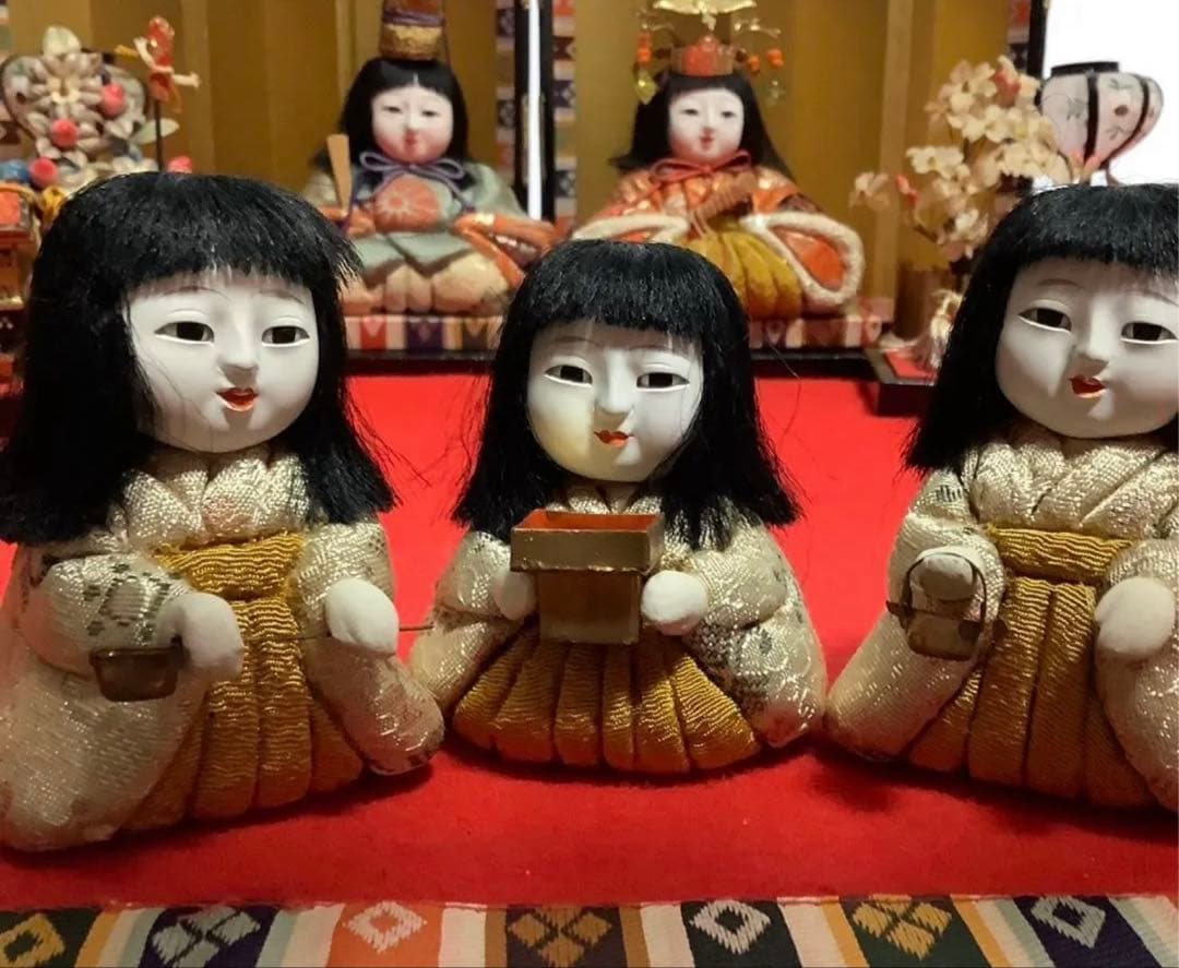木目込み人形　１５人揃え】西陣織着物　ひな祭り お雛様古民具