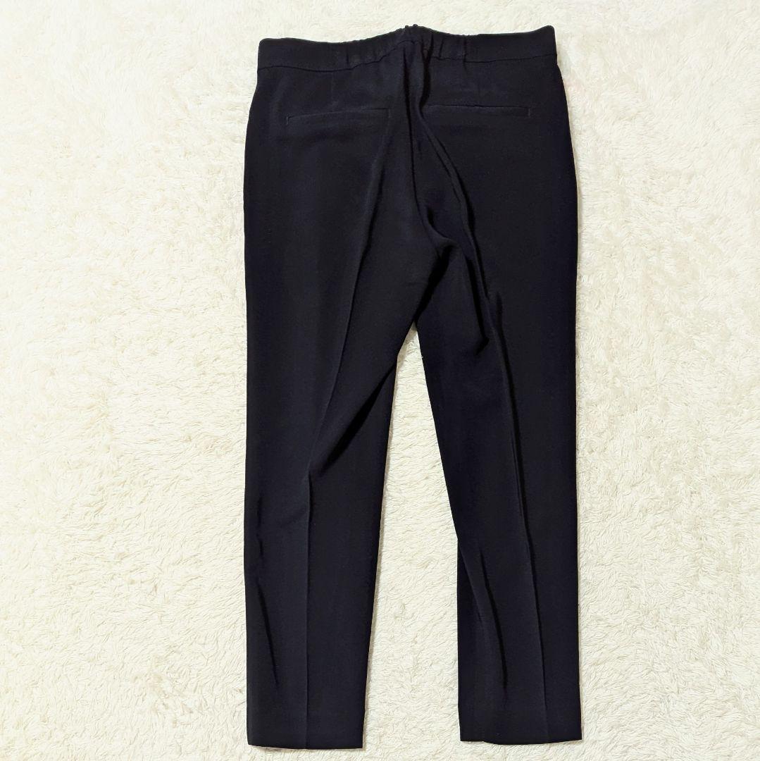 美品◎UNTITLED 近年モデル パンツスーツ ノーカラー 洗える 濃紺 S