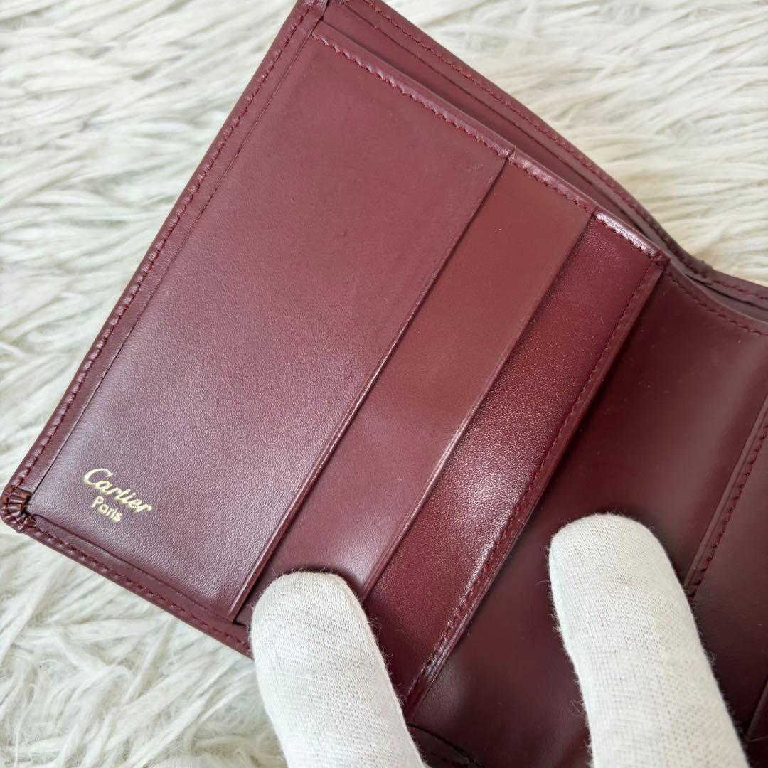 新品未使用保管品✨Cartier 三つ折り財布 マストライン金具 ボルドー