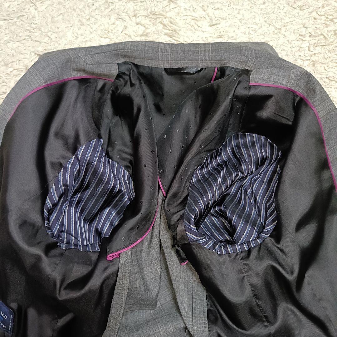 美品＊HILTON ヒルトン チェック パンツスーツ ストレッチ イタリア製生地