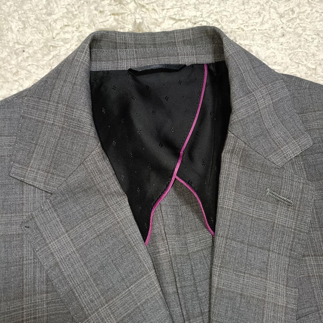 美品＊HILTON ヒルトン チェック パンツスーツ ストレッチ イタリア製生地