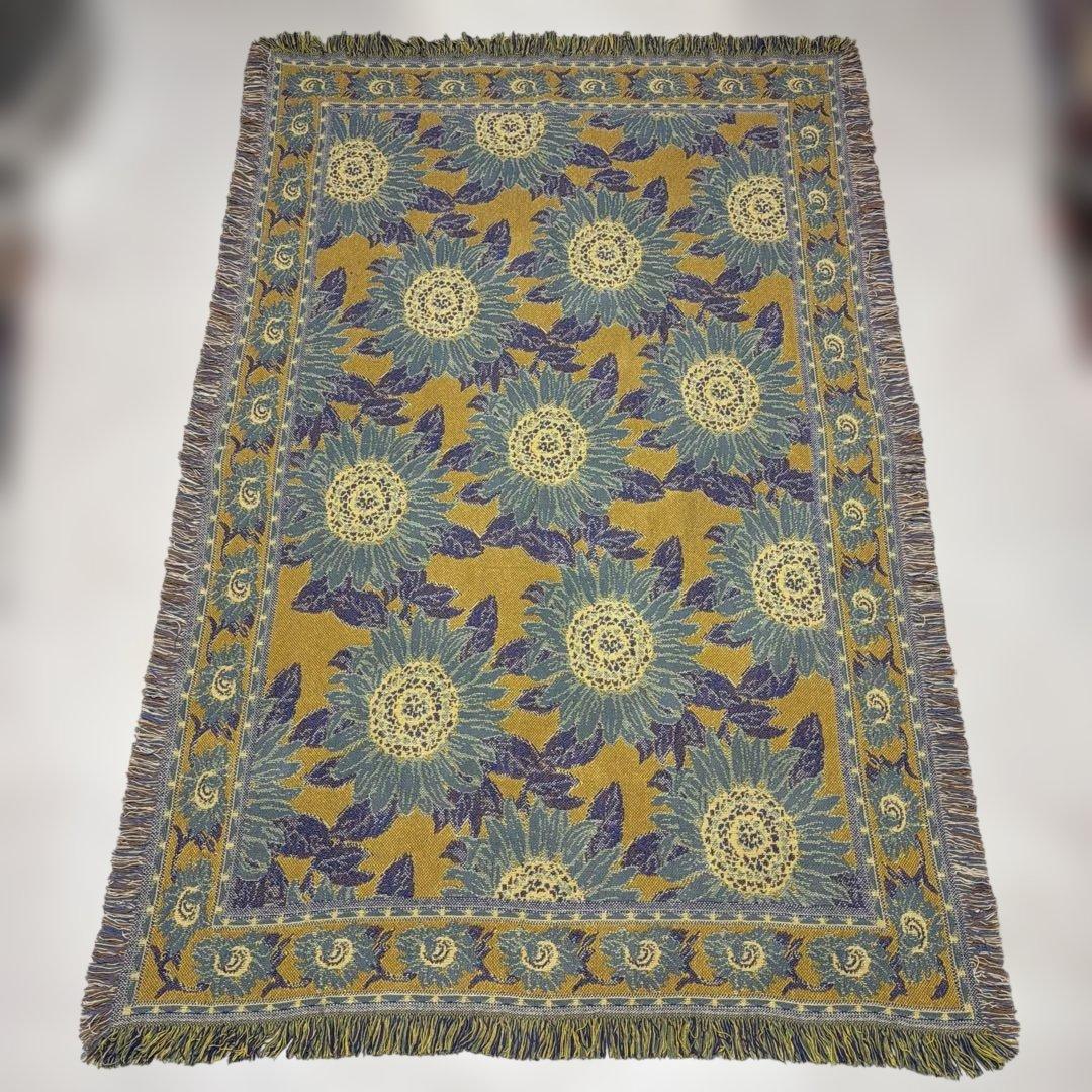 花　ひまわり　向日葵　マルチカバー　ソファカバー　ラグ　186x124