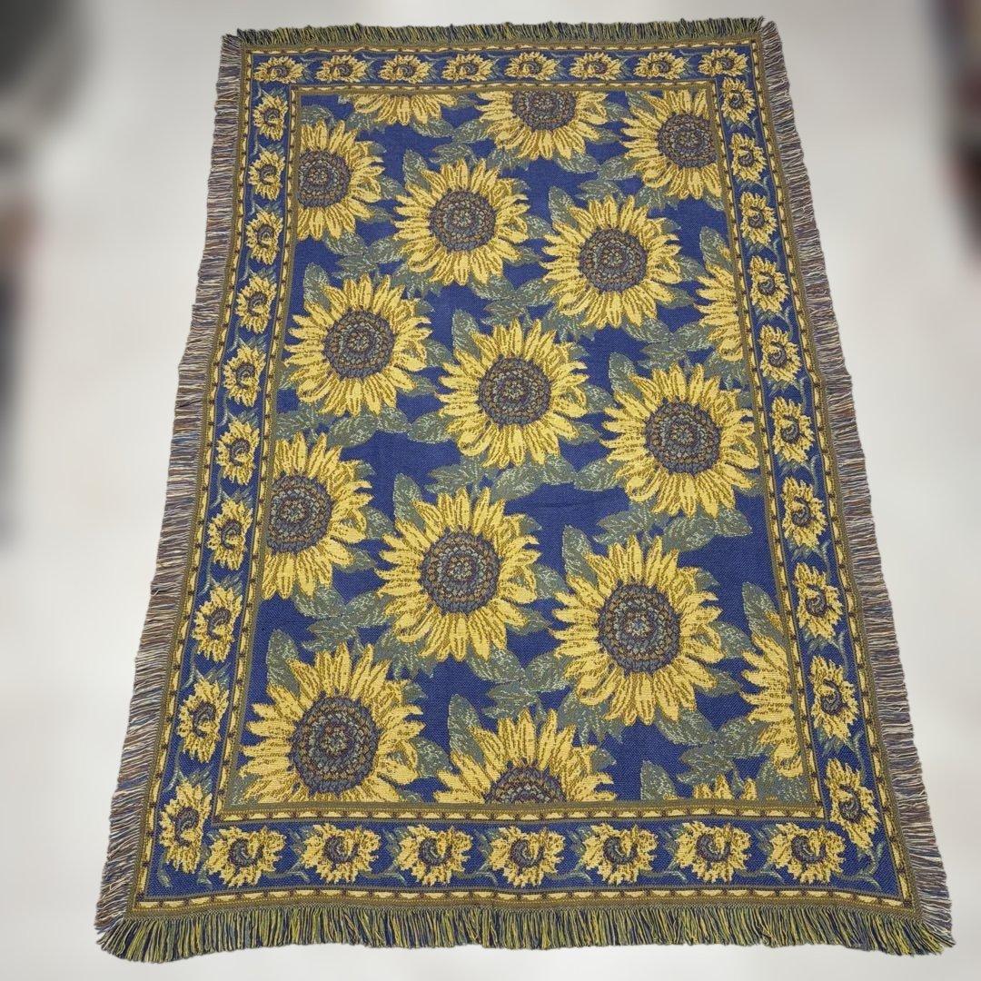 花　ひまわり　向日葵　マルチカバー　ソファカバー　ラグ　186x124