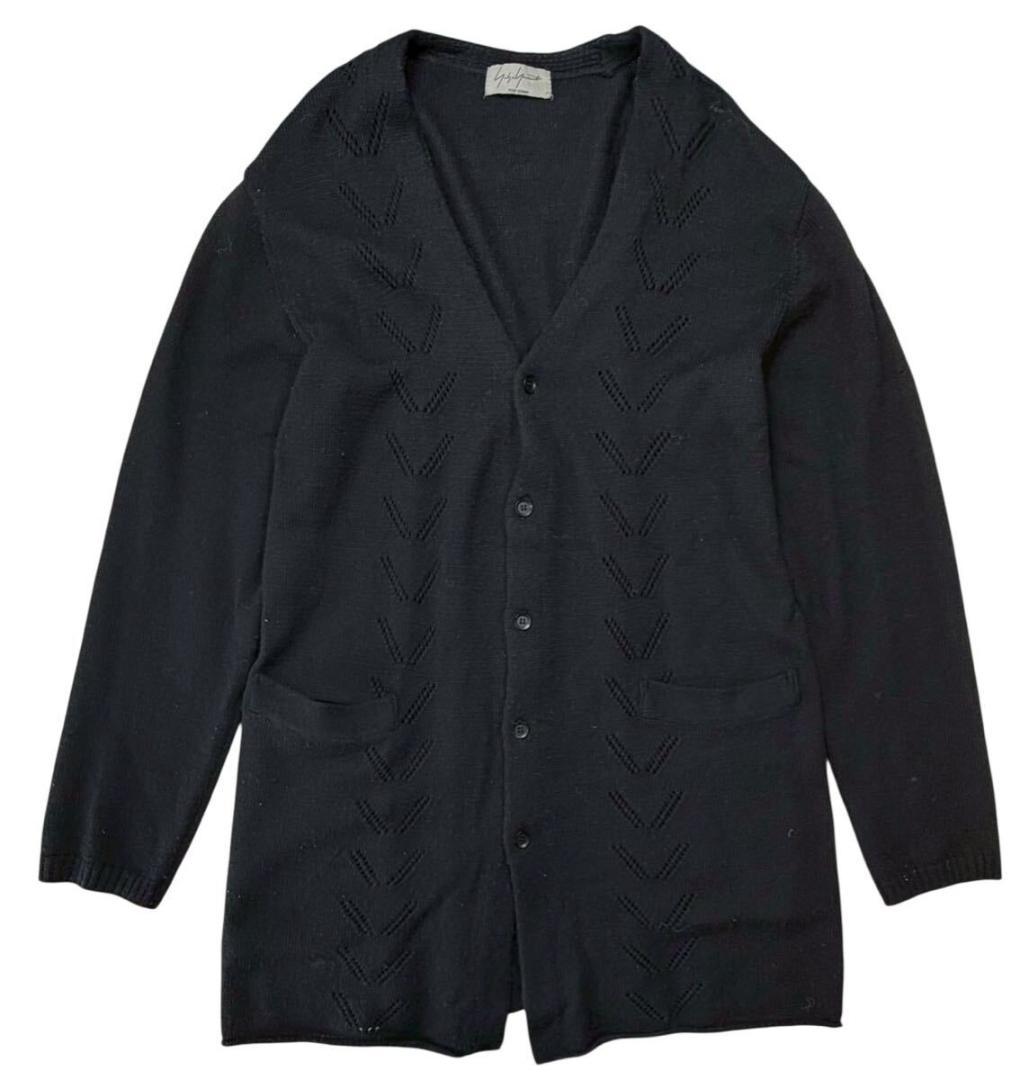 ヨウジヤマモト プールオム ウール ロングニット カーディガン ブラック 3