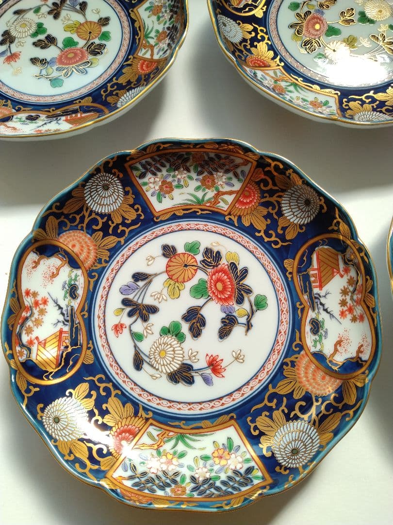 有田焼 其泉作 琳派古伊万里 和皿揃 5客 木箱 金彩 豪華 プレート 手描き