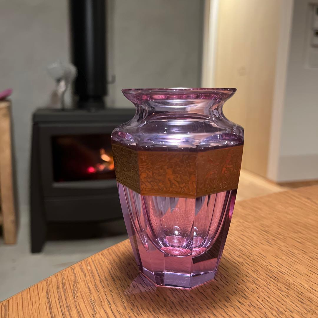 Moserモーゼル　フラワーベース　アレキサンドライト　金彩