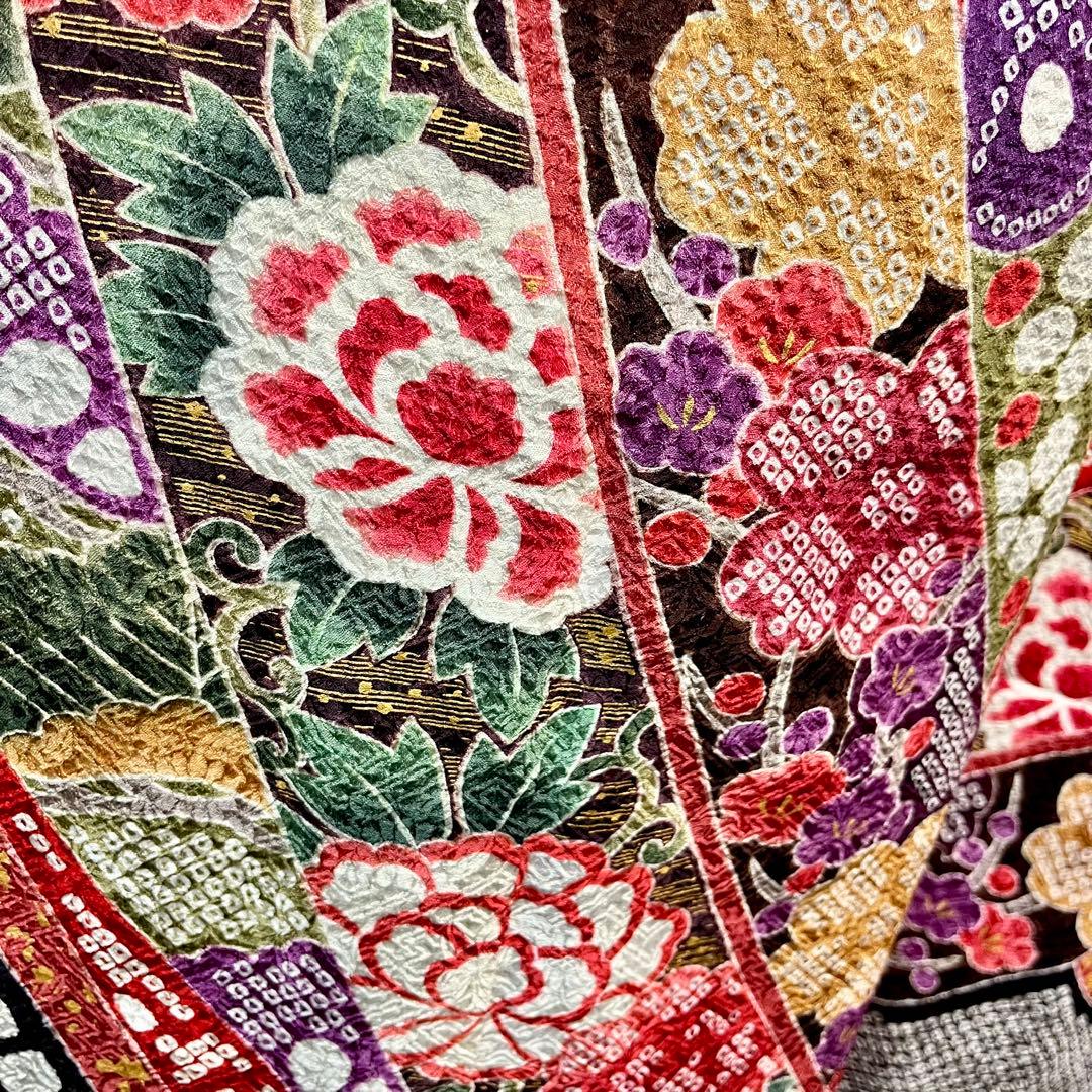 ■総絞り■熨斗文様■正絹振袖フルセット■成人式振り袖■振袖一式