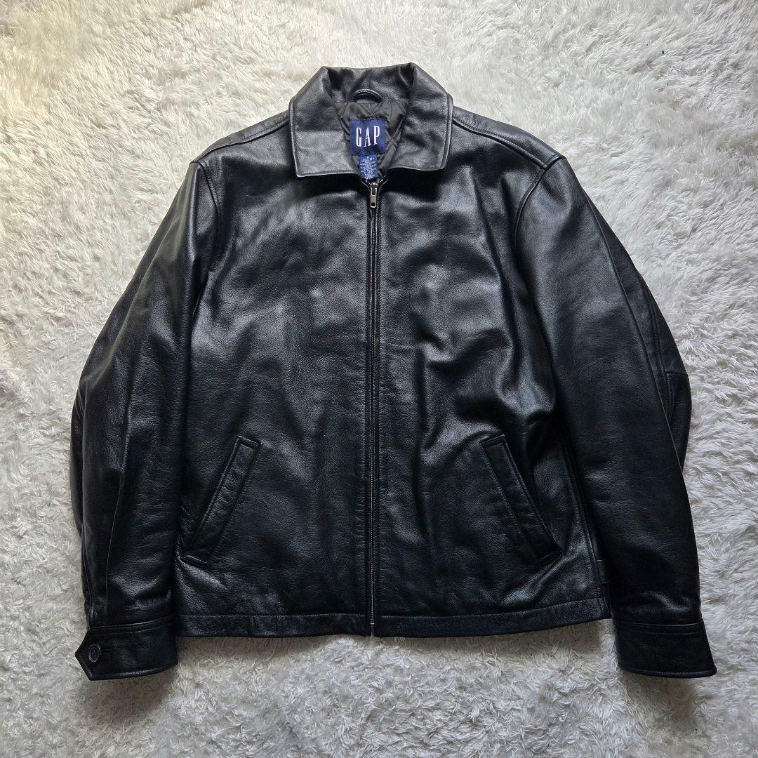 美品 OLD GAP レザー ジャケット 90s S ブラック 短丈