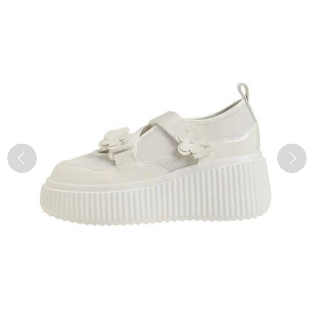 【完売品】メリージェニー flower メッシュ スニーカー 白 オフホワイト