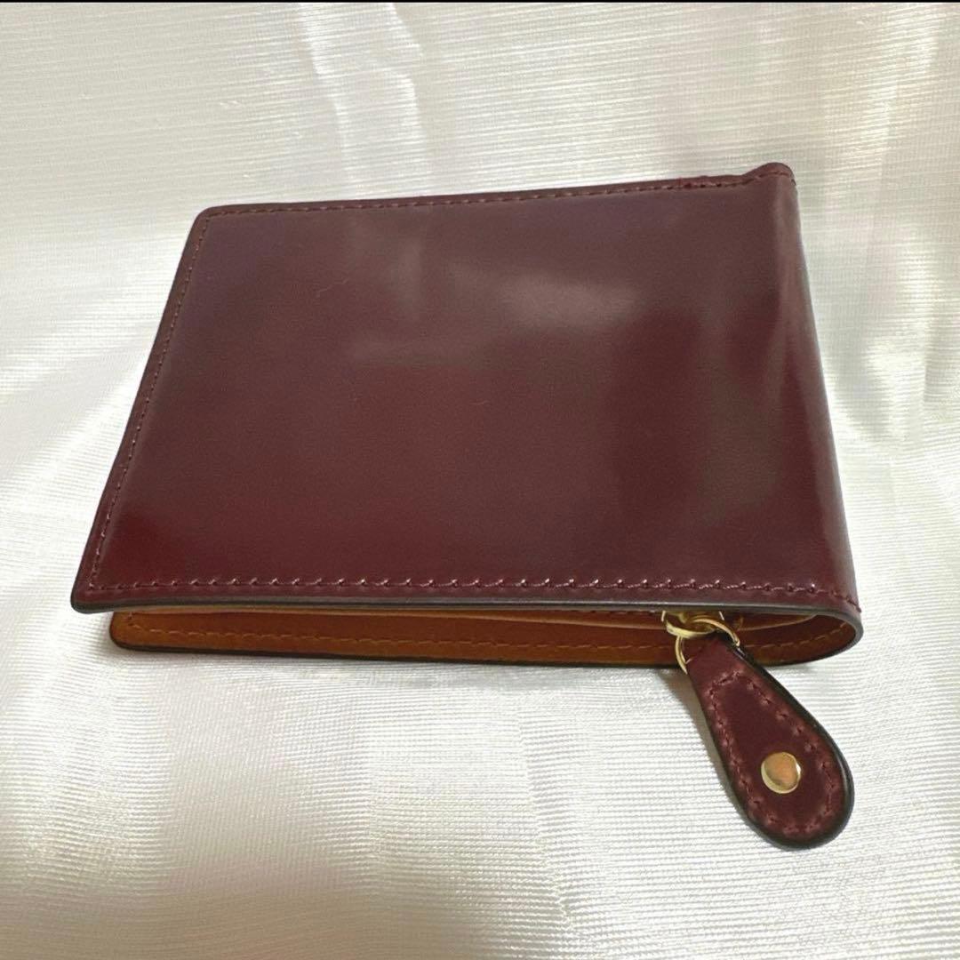 ROCADO社　シェルコードバン　二つ折り財布　ワインレッド
