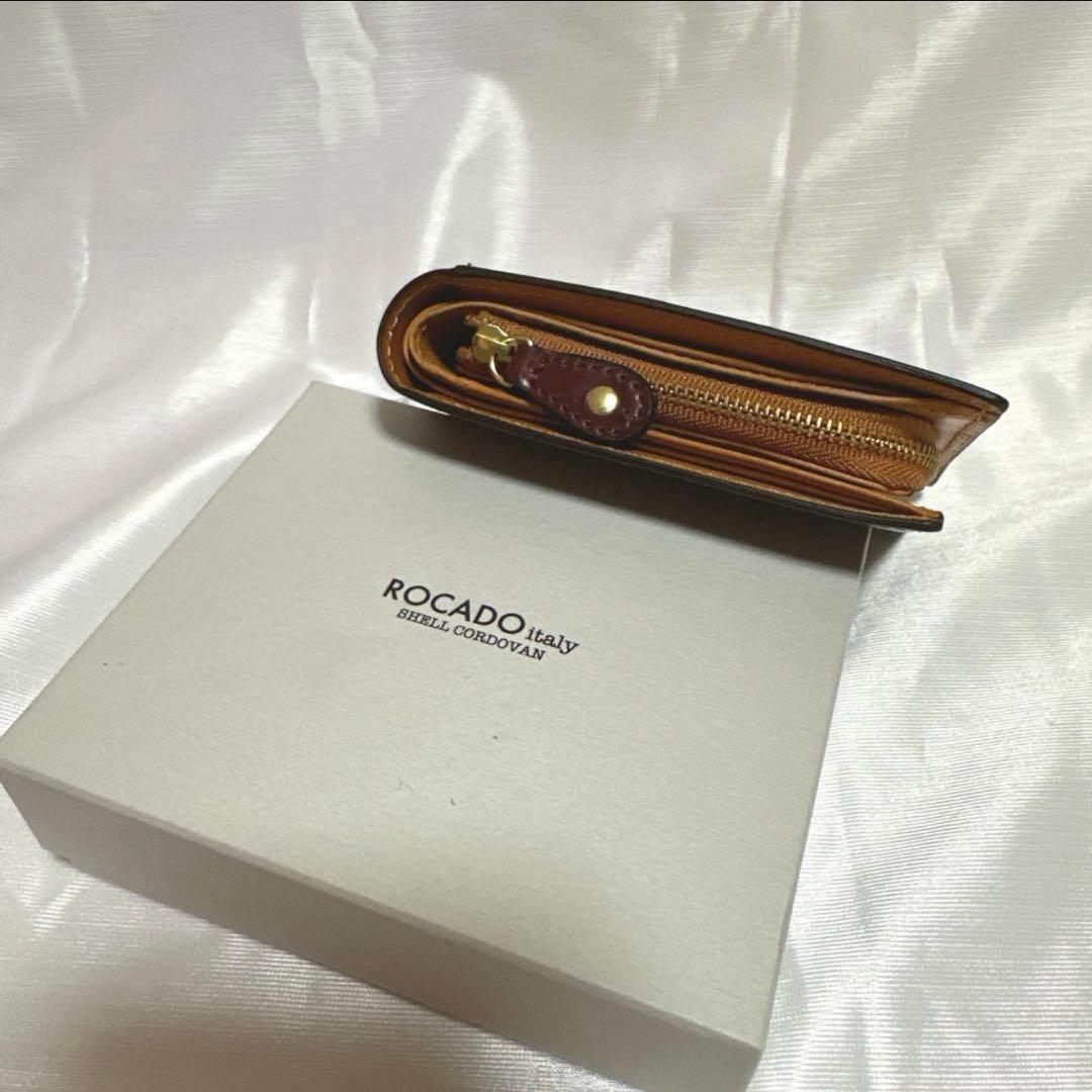 ROCADO社　シェルコードバン　二つ折り財布　ワインレッド