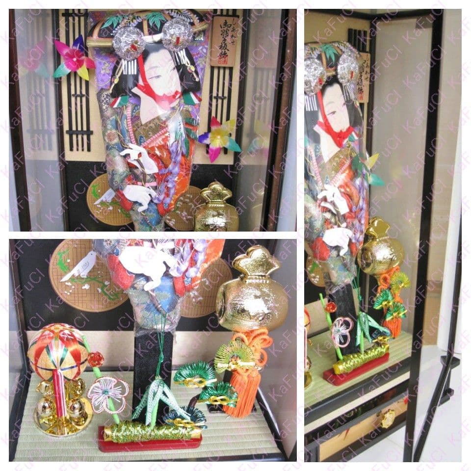 大型 羽子板 飾り オルゴール お正月 縁起物 置物18号 和風 レトロ ケース
