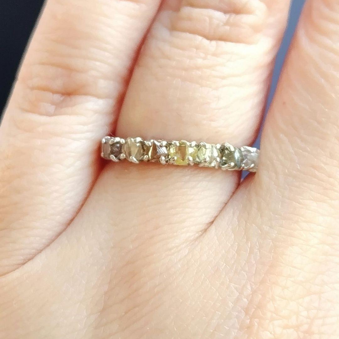 12号 pt900 ダイヤモンド 原石 グラデーション ハーフエタニティ 鑑別書