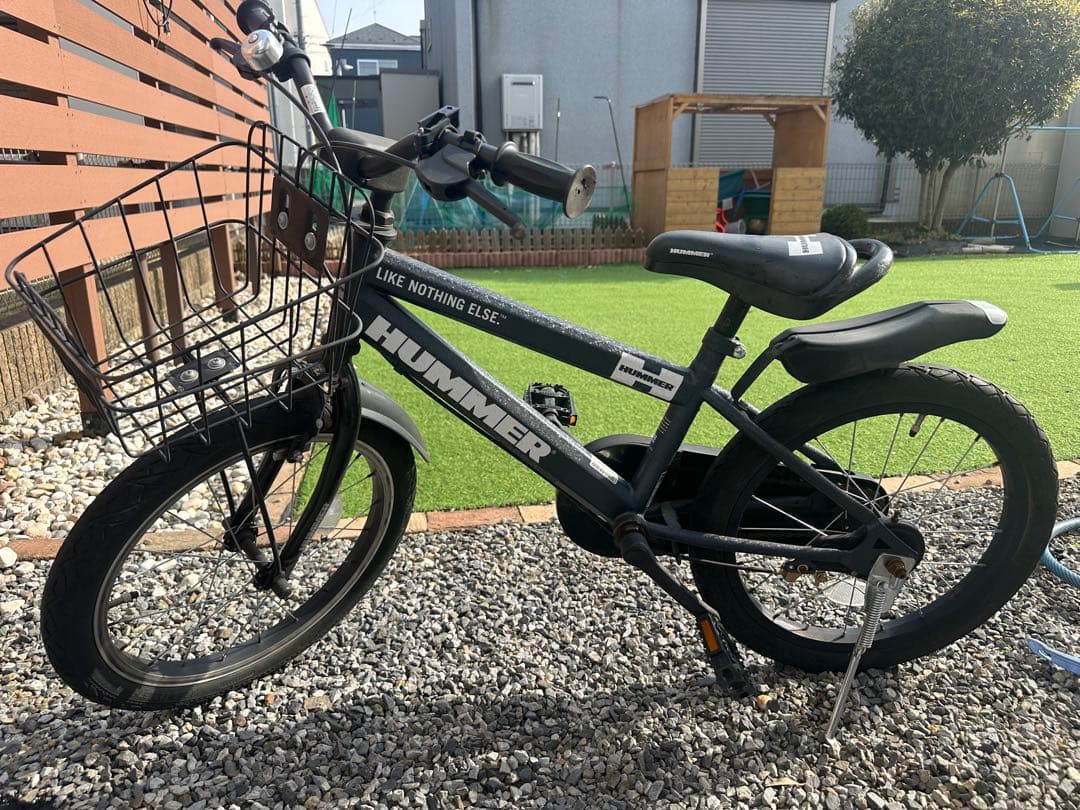 HUMMER キッズ自転車 18インチ 黒 前カゴ付き