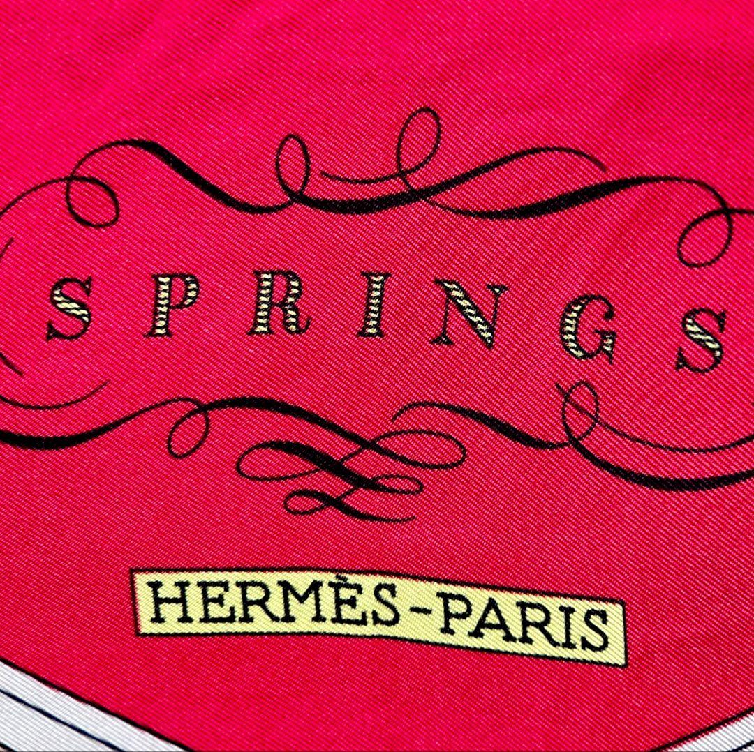 エルメス カレ90 SPRINGS 馬車柄 赤 Ledoux シルクスカーフ