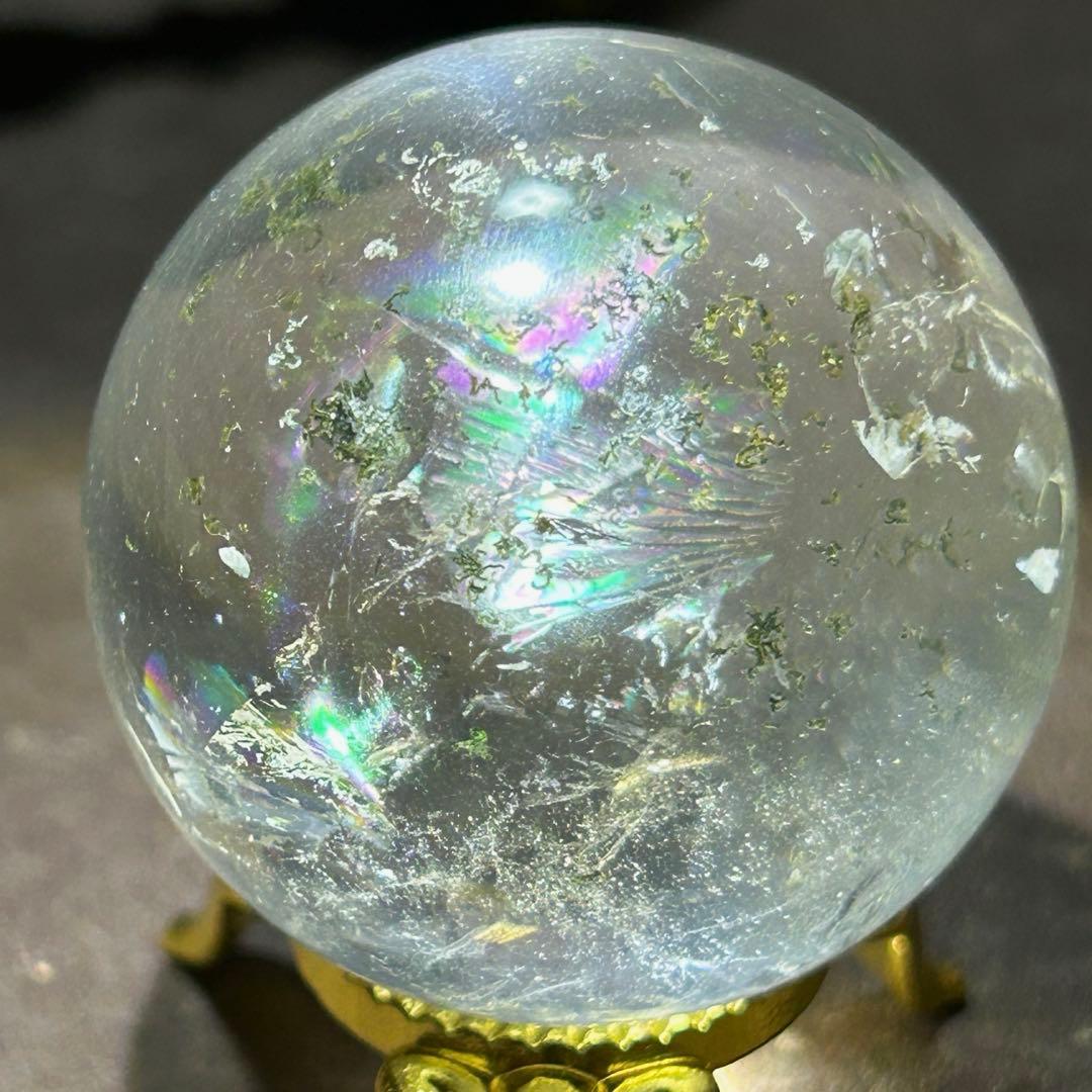 ☆高級品質！レインボー　スーパーファントム 水晶　丸玉　原石　乙巳弁財宝珠⑥！